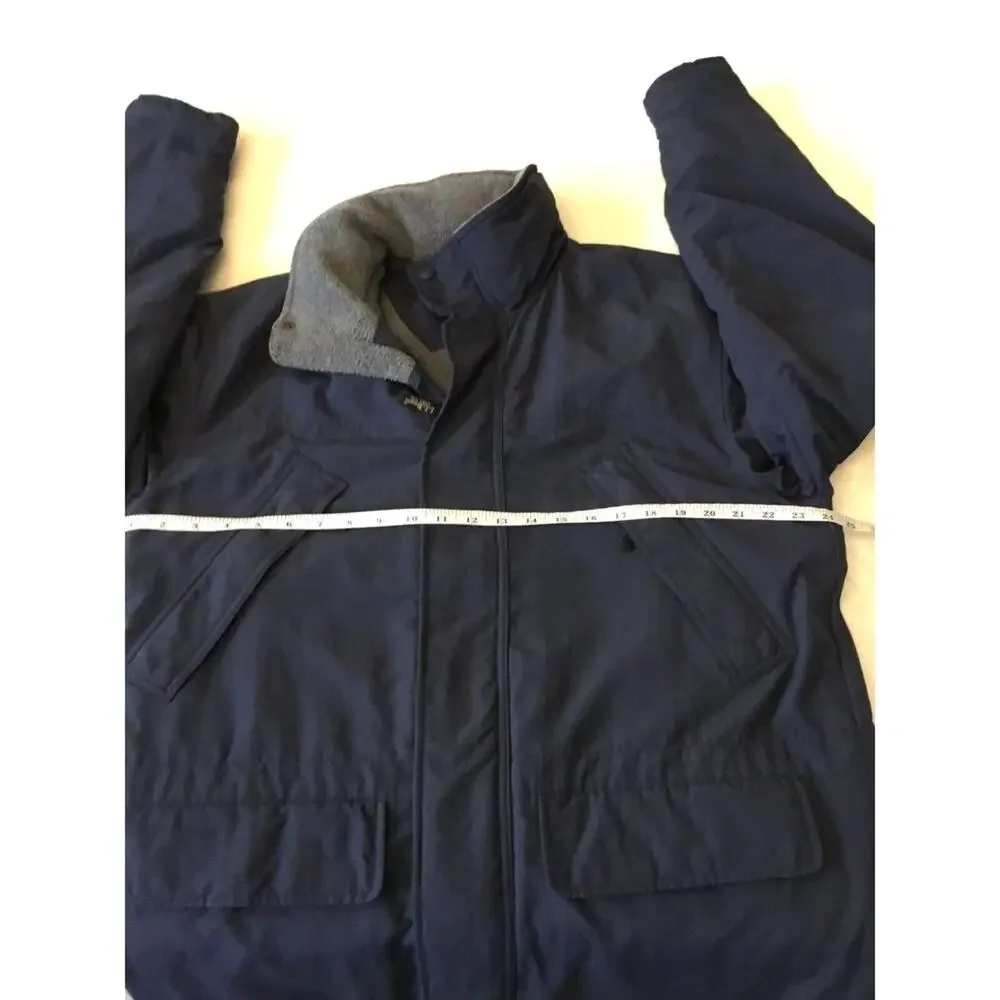 VTG L.L. Bean Coat Men's Blue Winter Hidden Hood Insulated Parka Size M